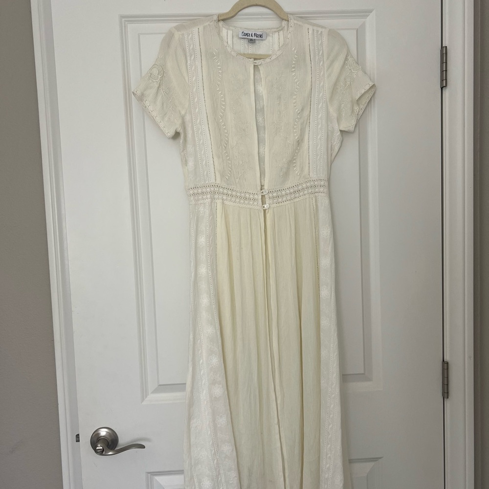 Dance & Marvel Cream Lace-Trim Maxi Dress